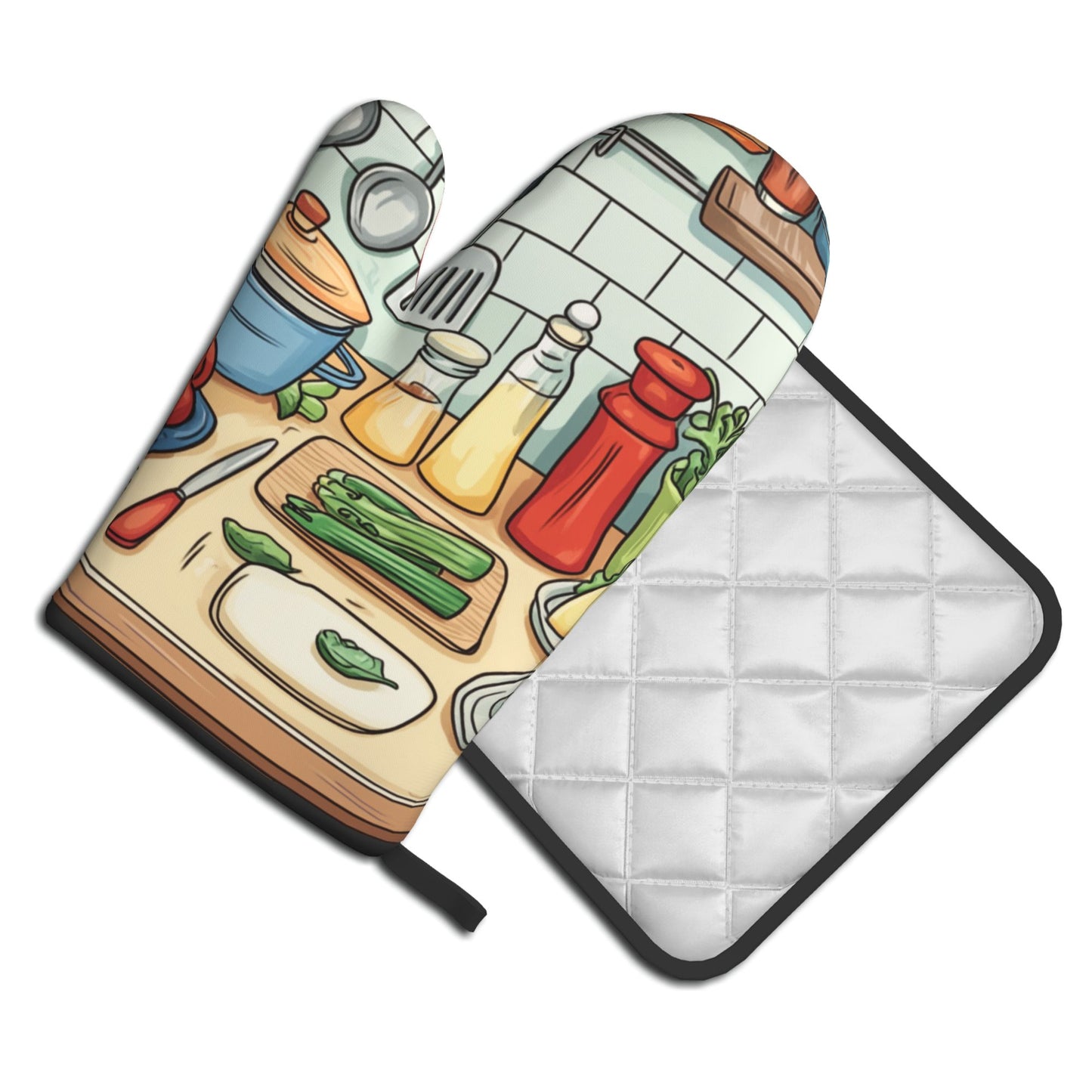 Must - Have for Kitchen Baking! Cartoon - Style Heat - Resistant Gloves and Pot Holder Set