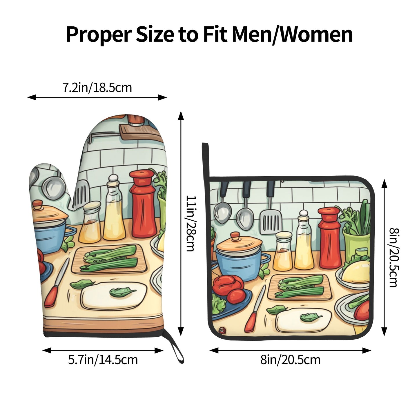 Must - Have for Kitchen Baking! Cartoon - Style Heat - Resistant Gloves and Pot Holder Set