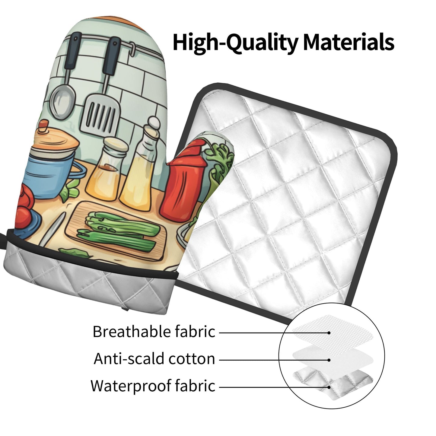 Must - Have for Kitchen Baking! Cartoon - Style Heat - Resistant Gloves and Pot Holder Set