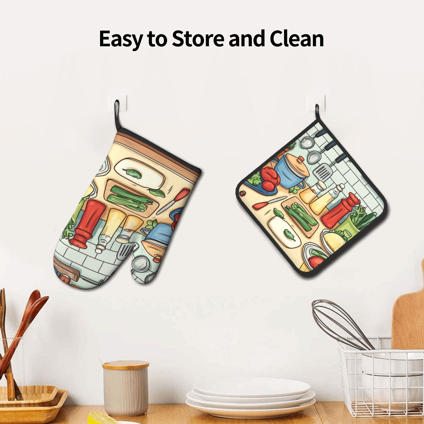 Must - Have for Kitchen Baking! Cartoon - Style Heat - Resistant Gloves and Pot Holder Set