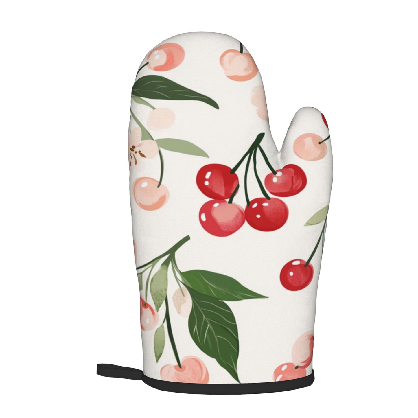 Cherry - Printed Kitchen Baking Set (Oven Mitt + Pot Holder): Unisex Practical & Cute Cookware Combo