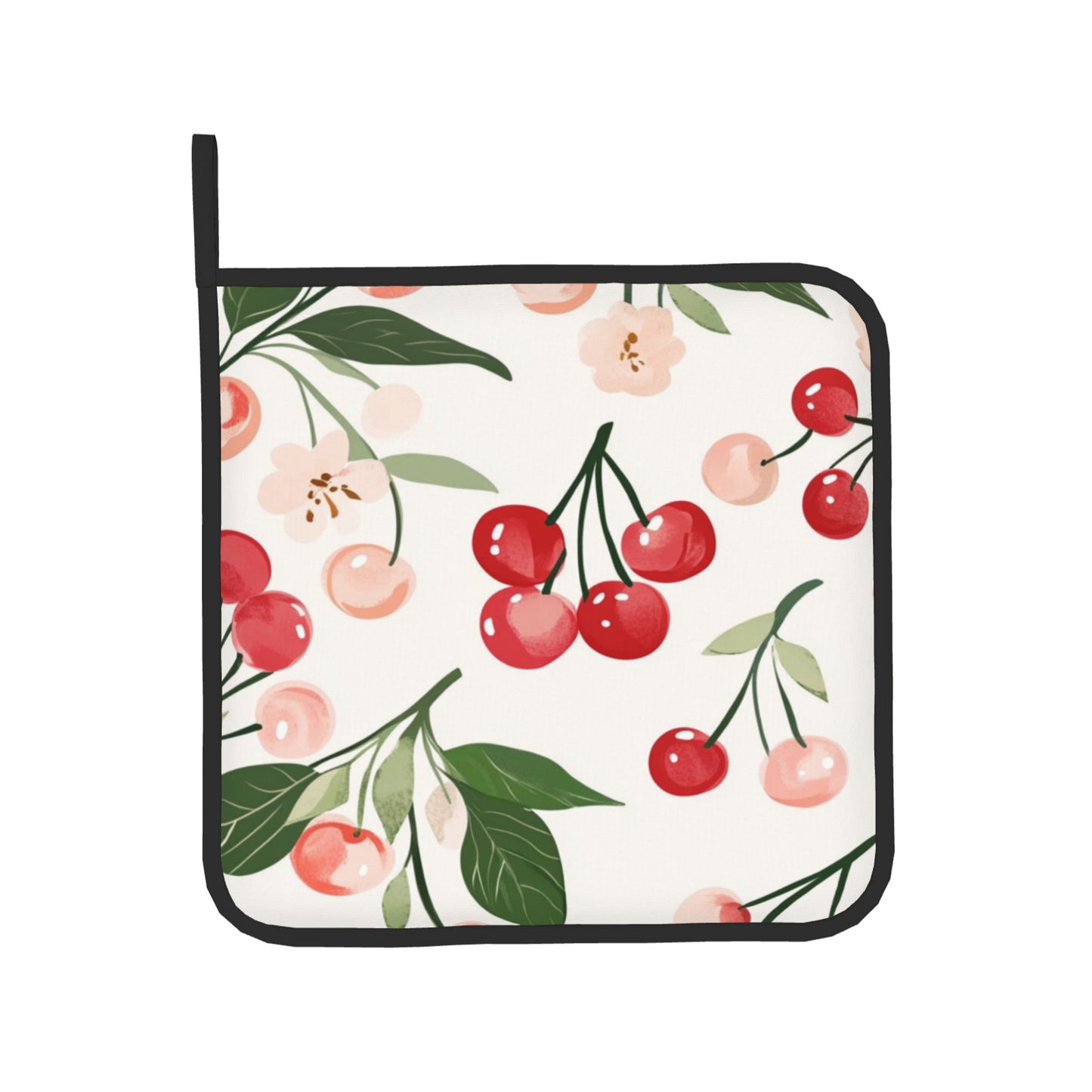 Cherry - Printed Kitchen Baking Set (Oven Mitt + Pot Holder): Unisex Practical & Cute Cookware Combo