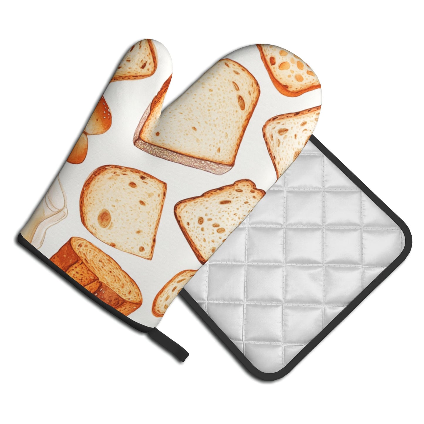 Bread Lovers’ Must - Have! Hand - Drawn Baking Oven Mitt & Pot Holder Set