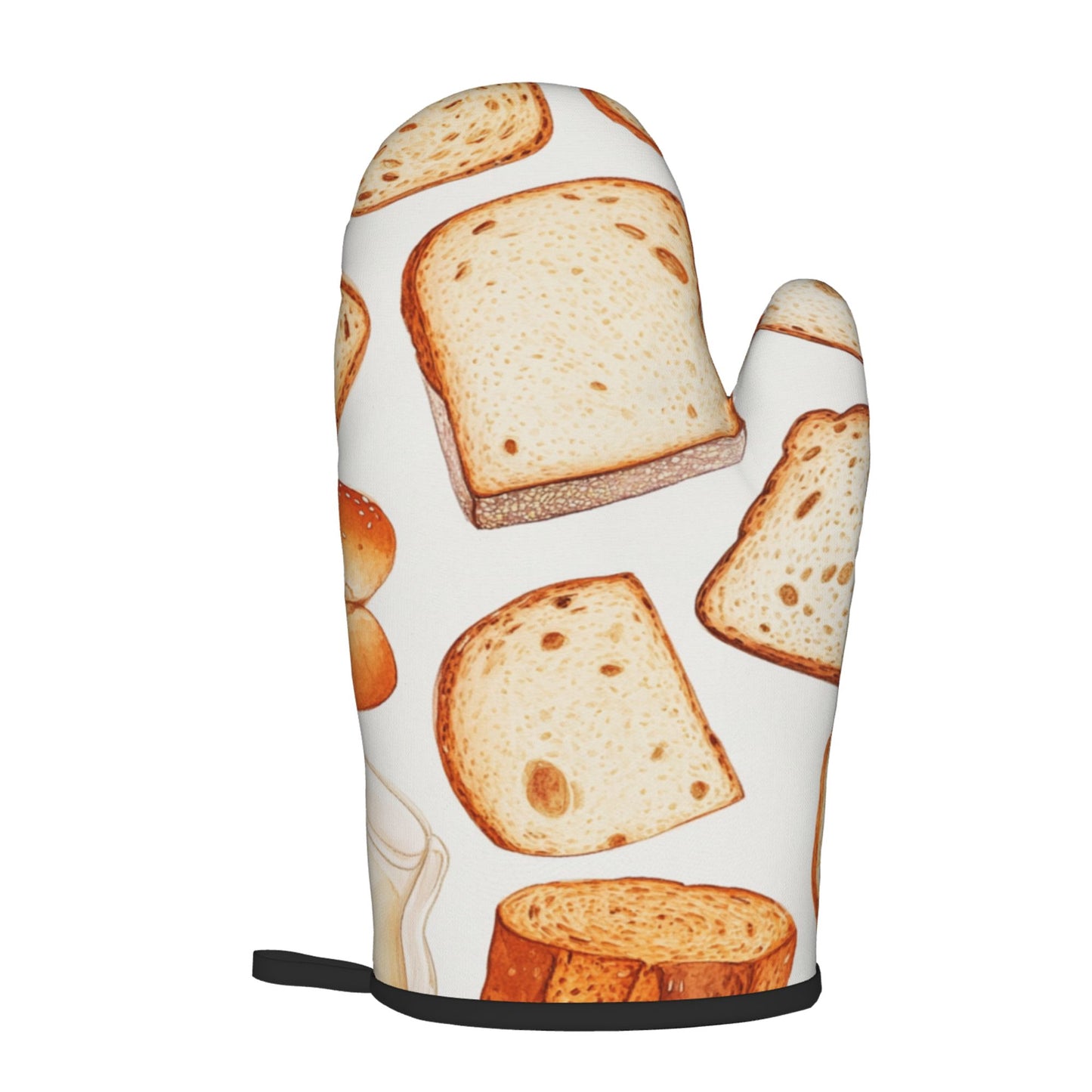 Bread Lovers’ Must - Have! Hand - Drawn Baking Oven Mitt & Pot Holder Set