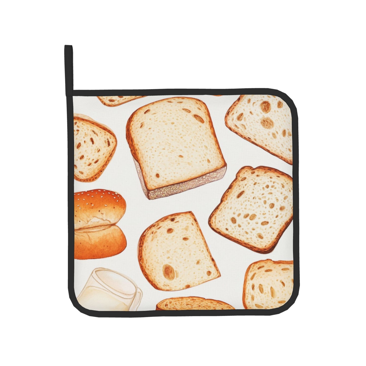 Bread Lovers’ Must - Have! Hand - Drawn Baking Oven Mitt & Pot Holder Set