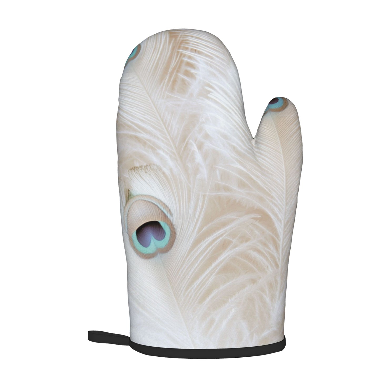Peacock Feather - Patterned Kitchen Baking Set (Oven Mitt + Pot Holder): Elegant & Practical Cooking Protection Combo