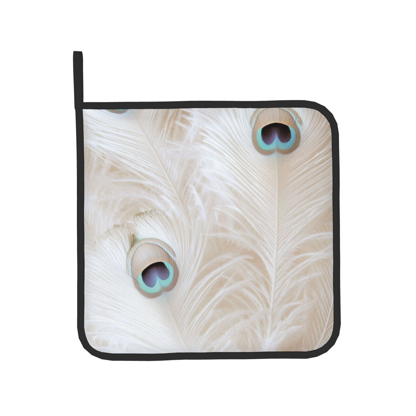 Peacock Feather - Patterned Kitchen Baking Set (Oven Mitt + Pot Holder): Elegant & Practical Cooking Protection Combo