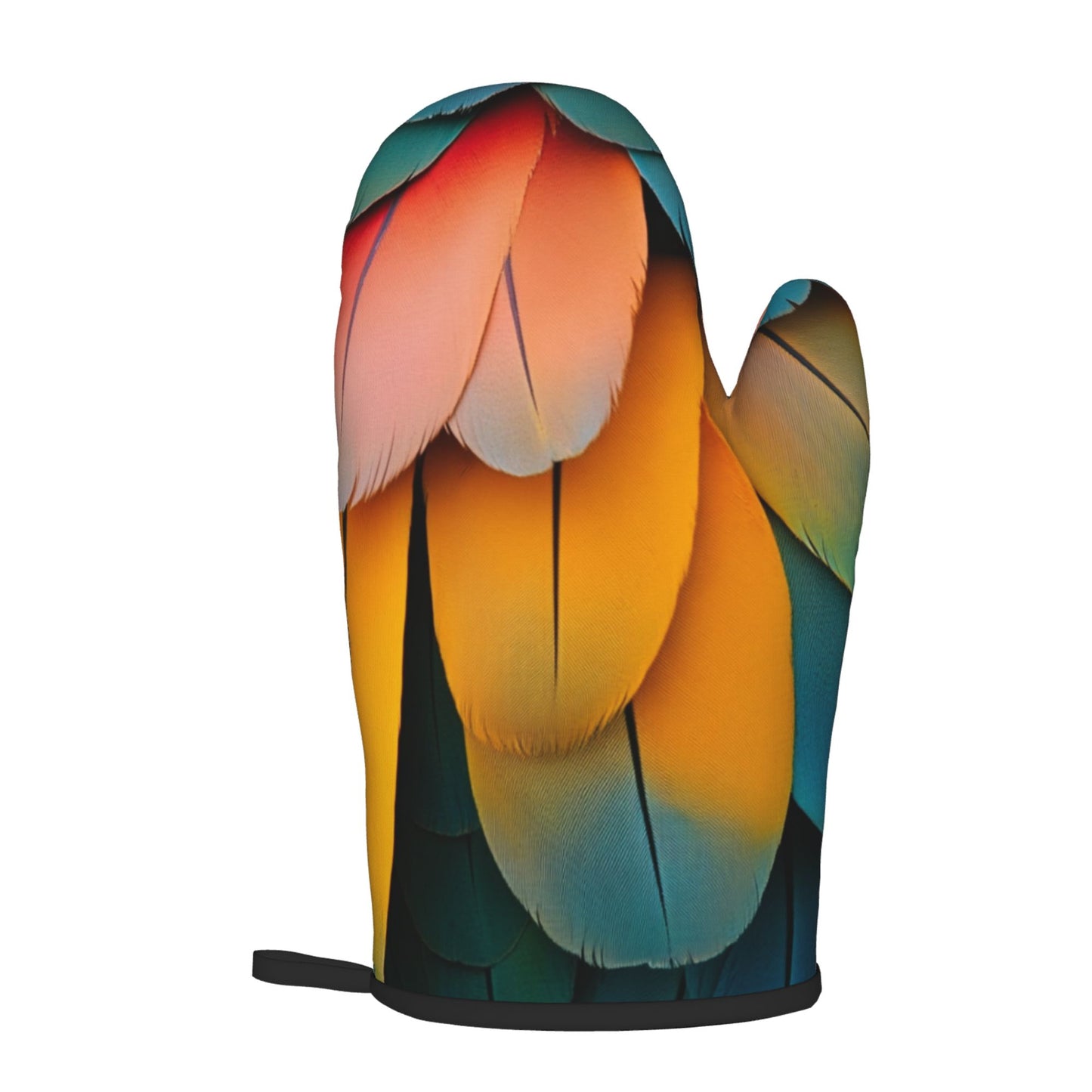 Colorful Feather - Printed Kitchen Baking Set (Oven Mitt + Pot Holder): Stylish & Practical Cooking Protection Partner