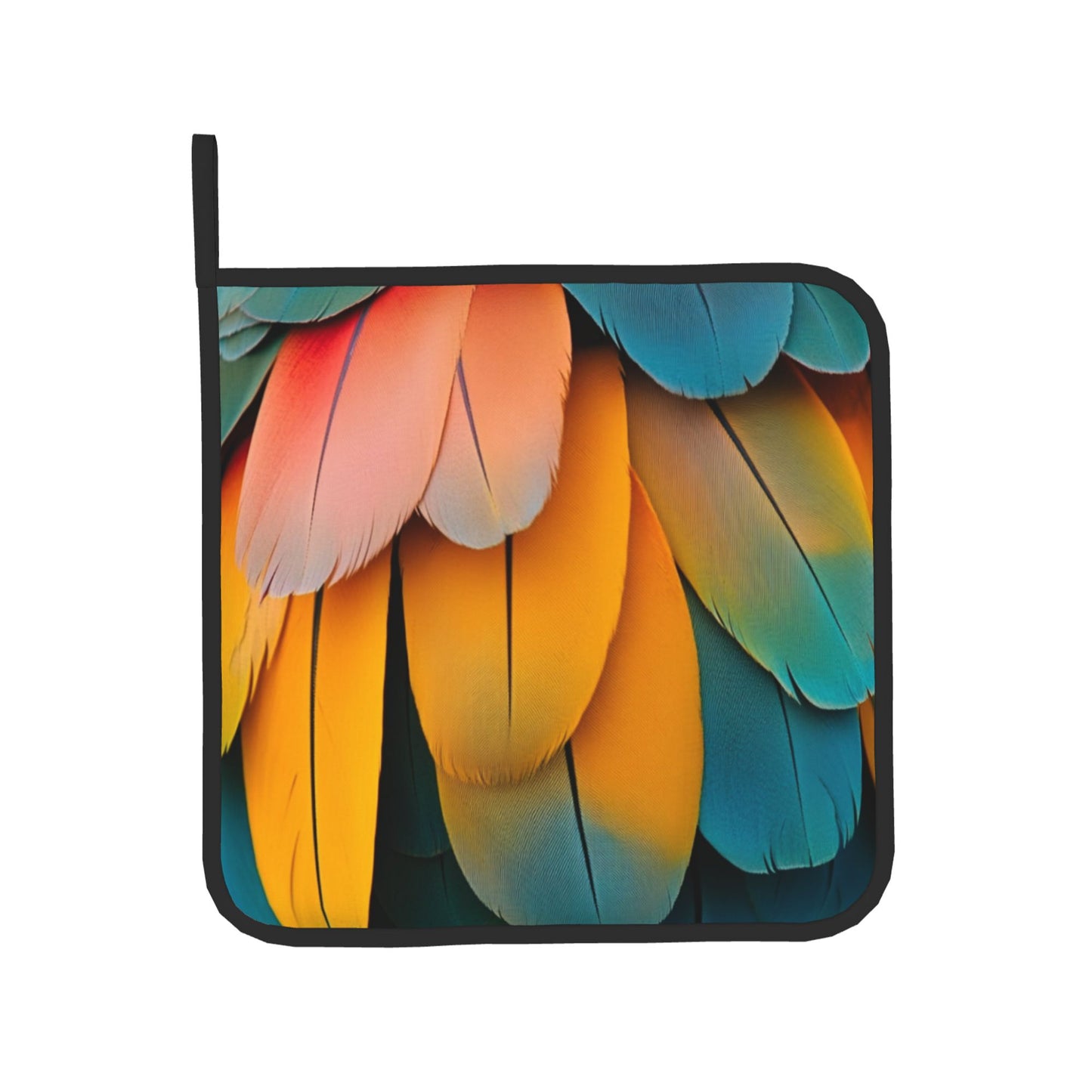 Colorful Feather - Printed Kitchen Baking Set (Oven Mitt + Pot Holder): Stylish & Practical Cooking Protection Partner