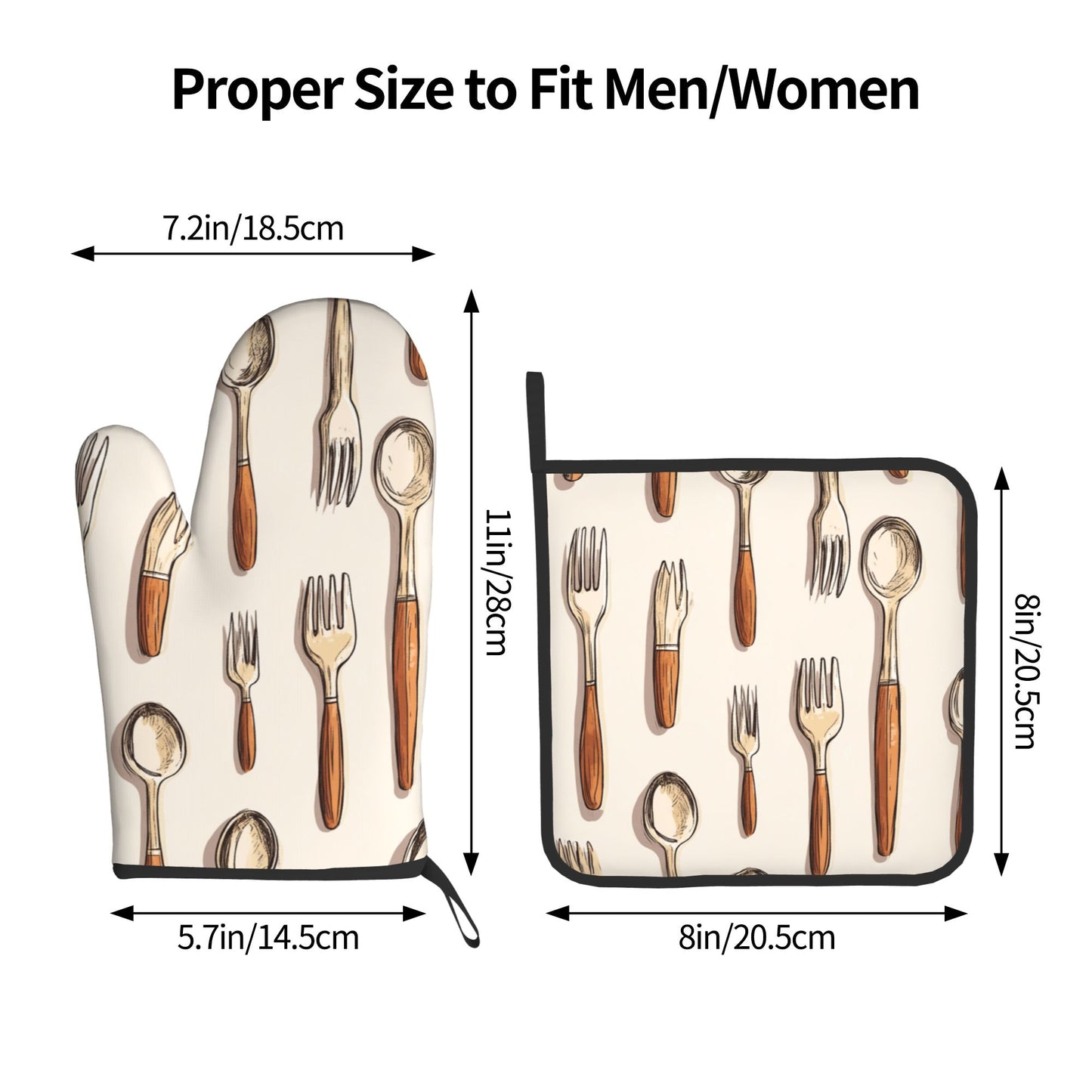 Vintage Utensil - Printed Kitchen Baking Set (Oven Mitt + Pot Holder): Add a Touch of Classic Elegance to Cooking