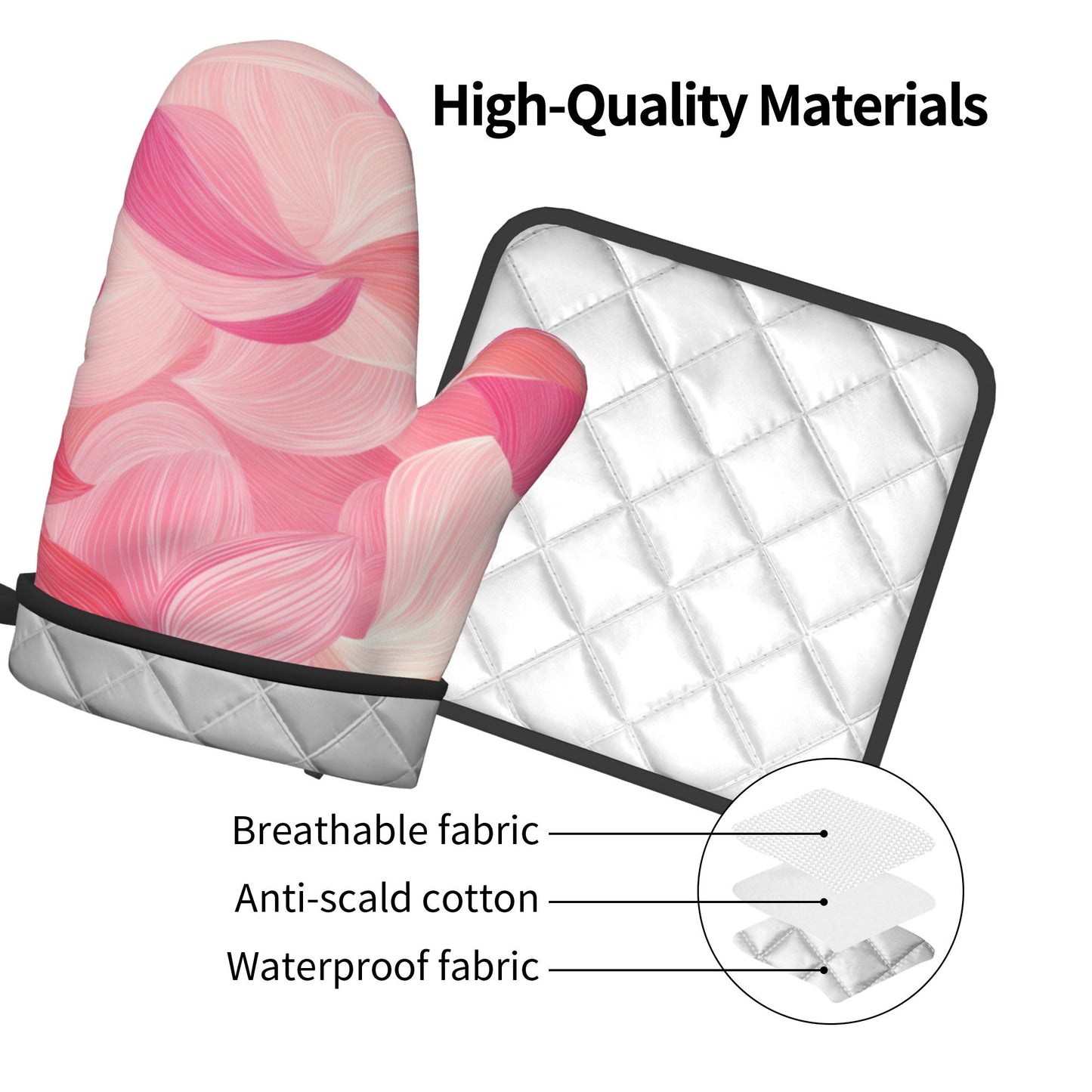 Soft Pink - Toned Kitchen Baking Set (Oven Mitt + Pot Holder): Add Romantic & Gentle Vibe to Cooking
