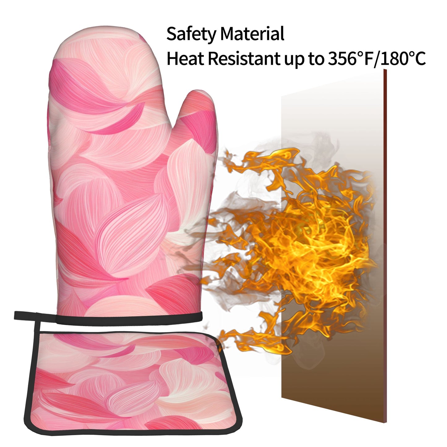 Soft Pink - Toned Kitchen Baking Set (Oven Mitt + Pot Holder): Add Romantic & Gentle Vibe to Cooking