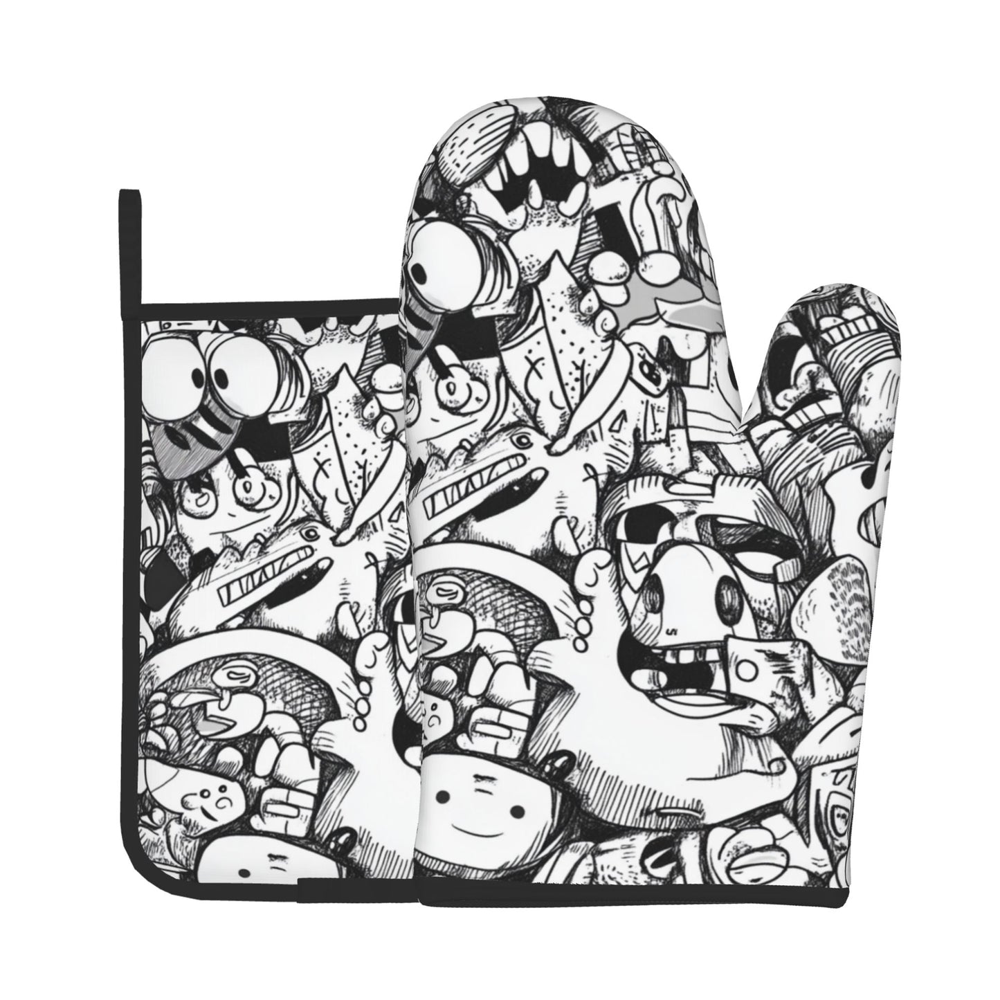 Graffiti - Style Fun Monster Kitchen Baking Set (Oven Mitt + Pot Holder): Injecting Trendy Art Vibe into the Kitchen