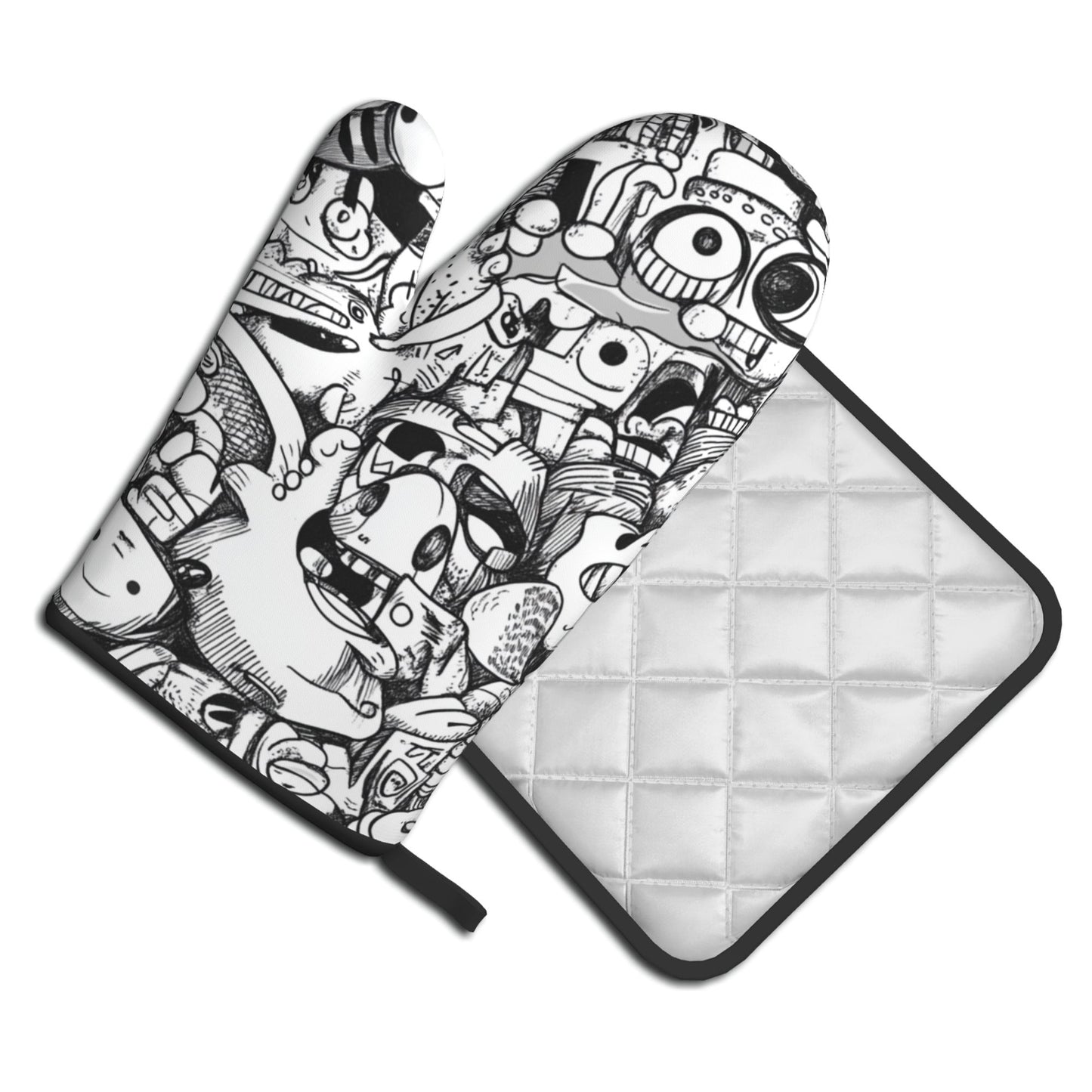 Graffiti - Style Fun Monster Kitchen Baking Set (Oven Mitt + Pot Holder): Injecting Trendy Art Vibe into the Kitchen