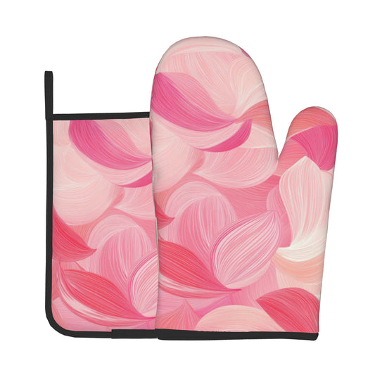 Soft Pink - Toned Kitchen Baking Set (Oven Mitt + Pot Holder): Add Romantic & Gentle Vibe to Cooking