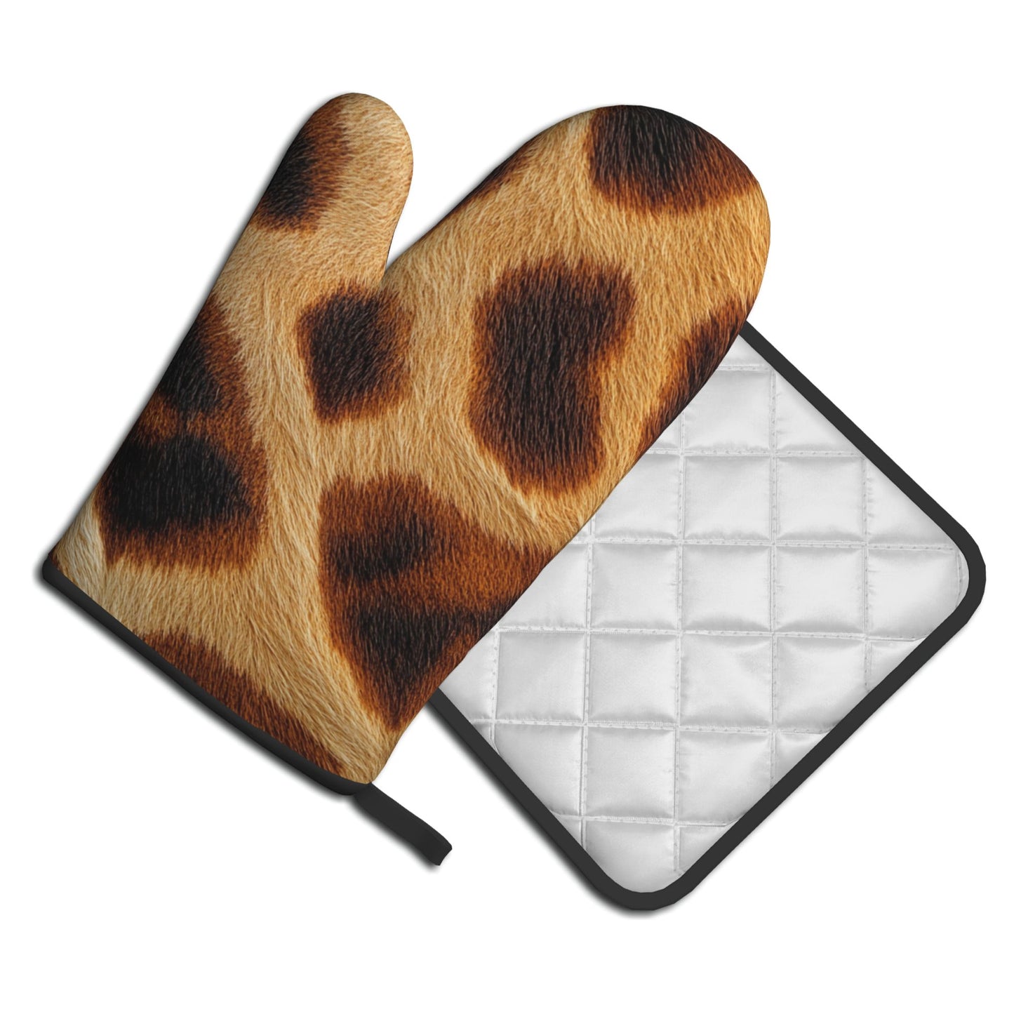 Wild Leopard Print Kitchen Baking Set (Oven Mitt + Pot Holder), Fashionable Protective Combo