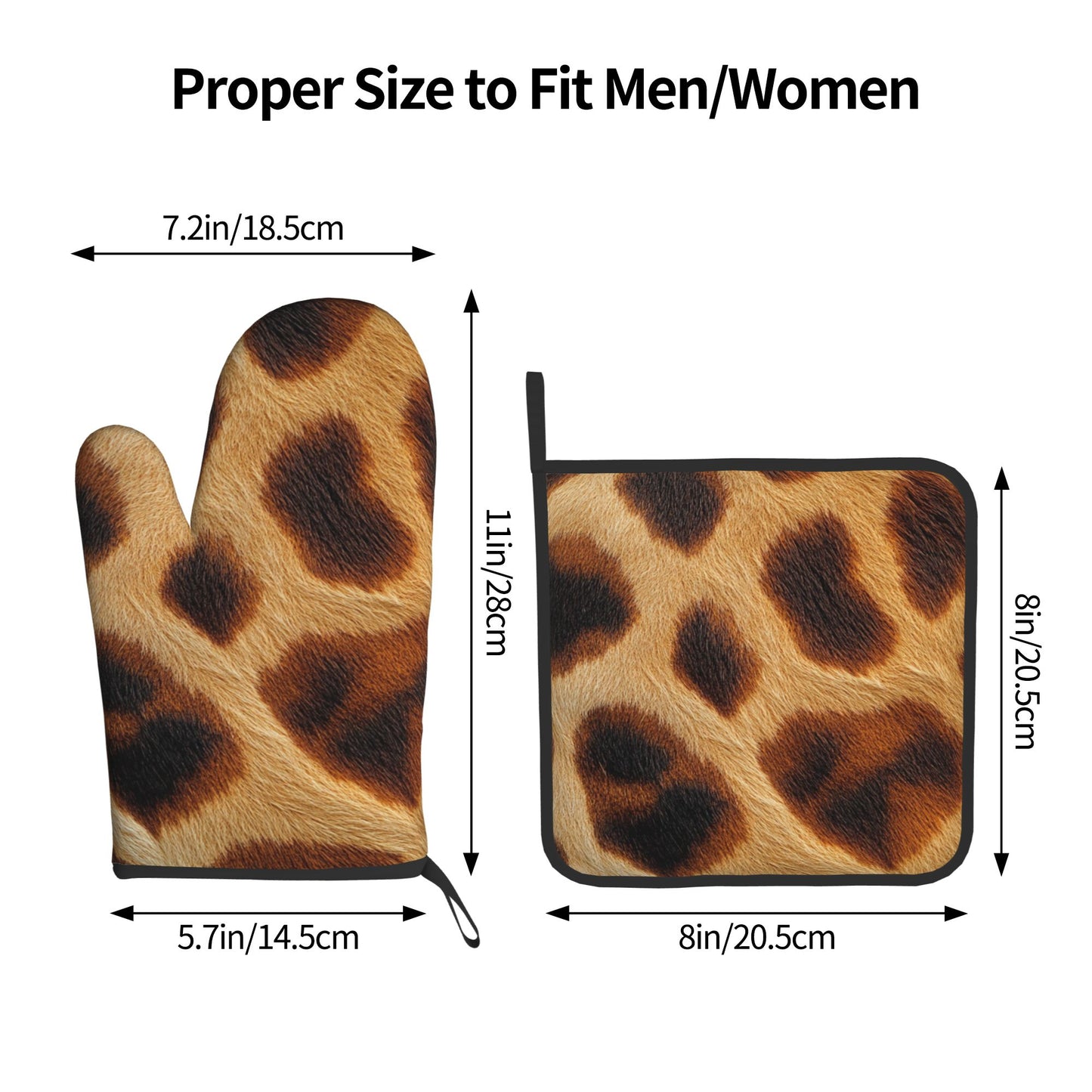 Wild Leopard Print Kitchen Baking Set (Oven Mitt + Pot Holder), Fashionable Protective Combo